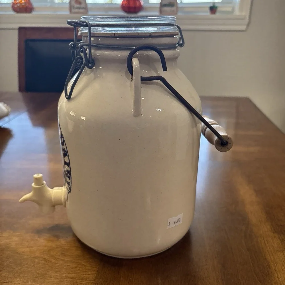 Golden Bay Dairy Milk K‎ jug By Shop Santa Ana CA USA With Spout & Glass Lid